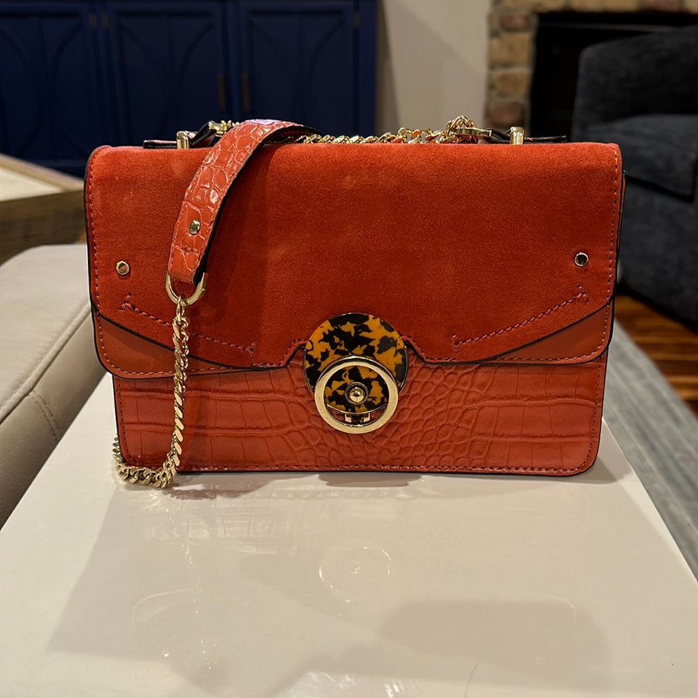 Burnt Orange and Tortoise Shell Accent Purse